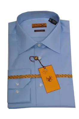 NTDB32M Best Cheap Priced Designer Sale Online Discount Dress Lay Down Shirt Blue Regular Cuff 61101-2 Men's Dress Shirt
