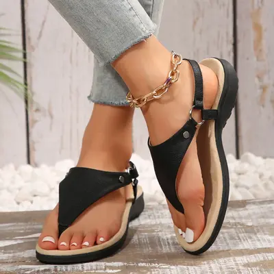 Women's Outdoor Slippers: Open-Toe Wedge Heel Platform Sandals with Arch Support and Soft Cushion for Casual Comfort