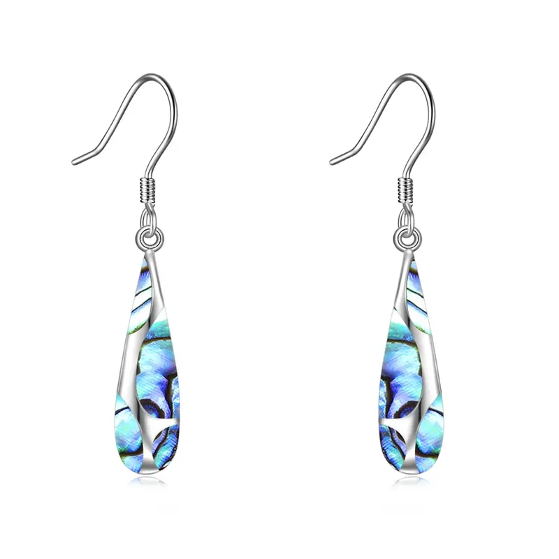 Sterling Silver Drop Abalone Shellfish Drop Earrings For Women