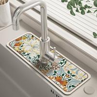 Random Creative Flower Pattern Faucet Water Absorbent Mat, 1 Count Kitchen Sink Splash Guard