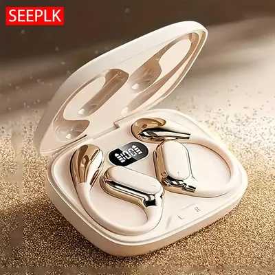 Wireless Ear Hanging Audio Earphone, Touch Volume Control Earphone, Noise Cancelling Headphone with Digital Display Charging ...