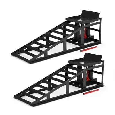 Garvee 2 Pack Car Ramps - 5T (12000 lbs) Hydraulic High Lift Service Ramps, Low-Profile Heavy-Duty Automotive Lifts for Oil C...