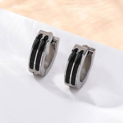 304 Stainless Steel with Enamel Hoop Earrings