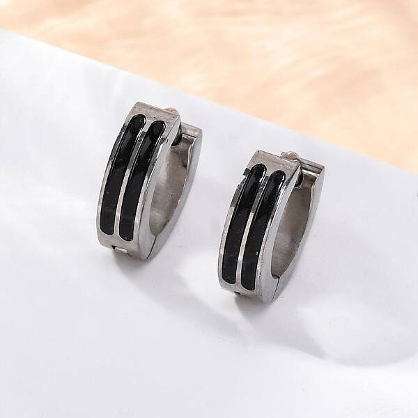 304 Stainless Steel with Enamel Hoop Earrings
