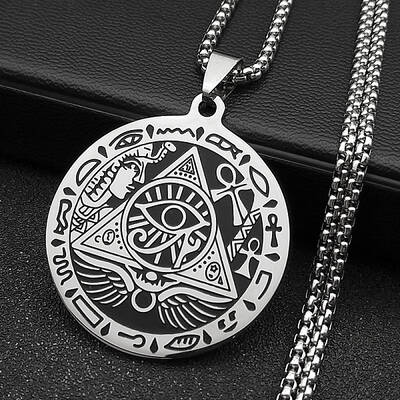 Egypt Theme 304 Stainless Steel Eye of Horus Pendant Necklaces