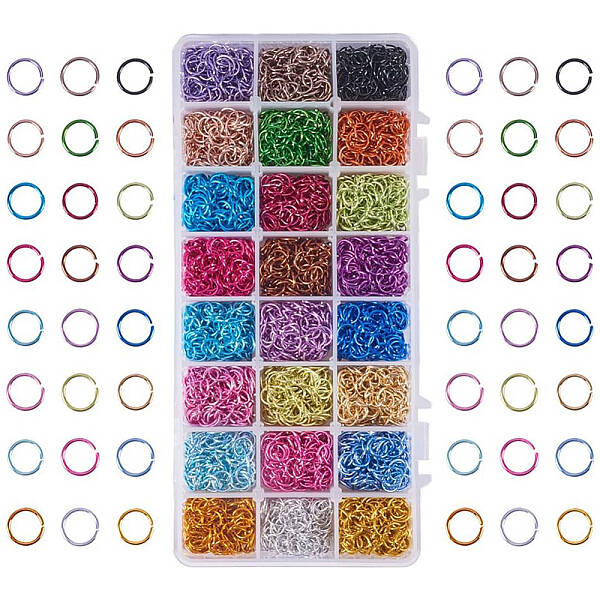 1 Box (about 2640 pcs) Colorful Aluminum Wire Open Jump Rings For Jewellery Making Accessories