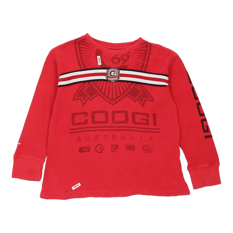 Age -  7 Years Coogi Spellout Long Sleeve T-Shirt - Small Red Cotton