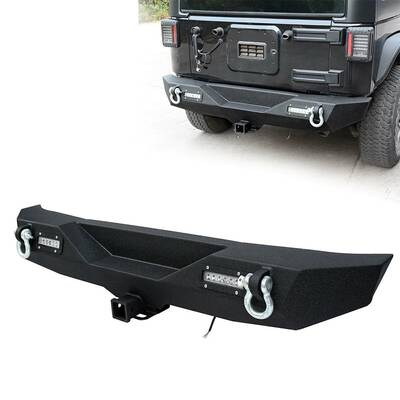 YITAMOTOR® Rear Bumper For 07-18 Jeep Wrangler JK and JK Unlimited with Built-in Led lights & D-rings