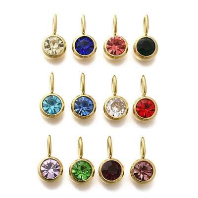Ion Plating(IP) 304 Stainless Steel Micro Pave Cubic Zirconia Charms