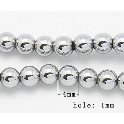 PVD Vacuum Plating Platinum Plated Hematite Beads Strands