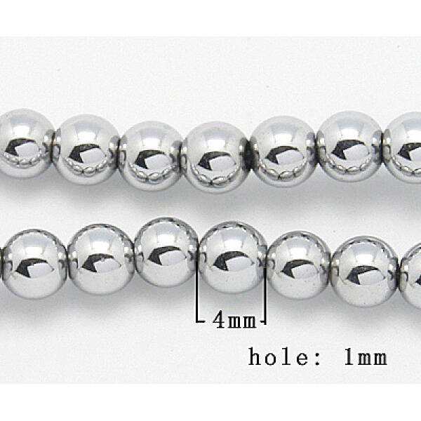 PVD Vacuum Plating Platinum Plated Hematite Beads Strands