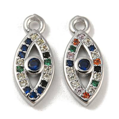Brass Micro Pave Colorful Cubic Zirconia Pendants