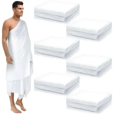Bismillah 6 Pcs Ahram Ihram Set for Hajj and Umrah β Islamic White Ehram Towels for Men β 41.3 x 82.7 Inches β Pilgrima...