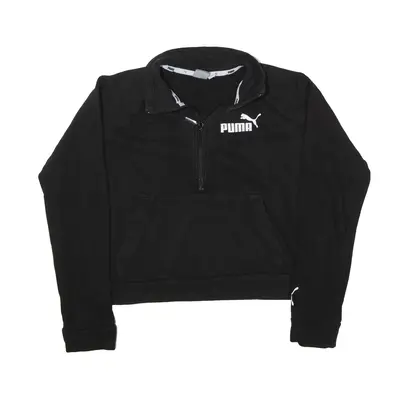 PUMA Cropped Sweatshirt Black 1/2 Zip Womens S