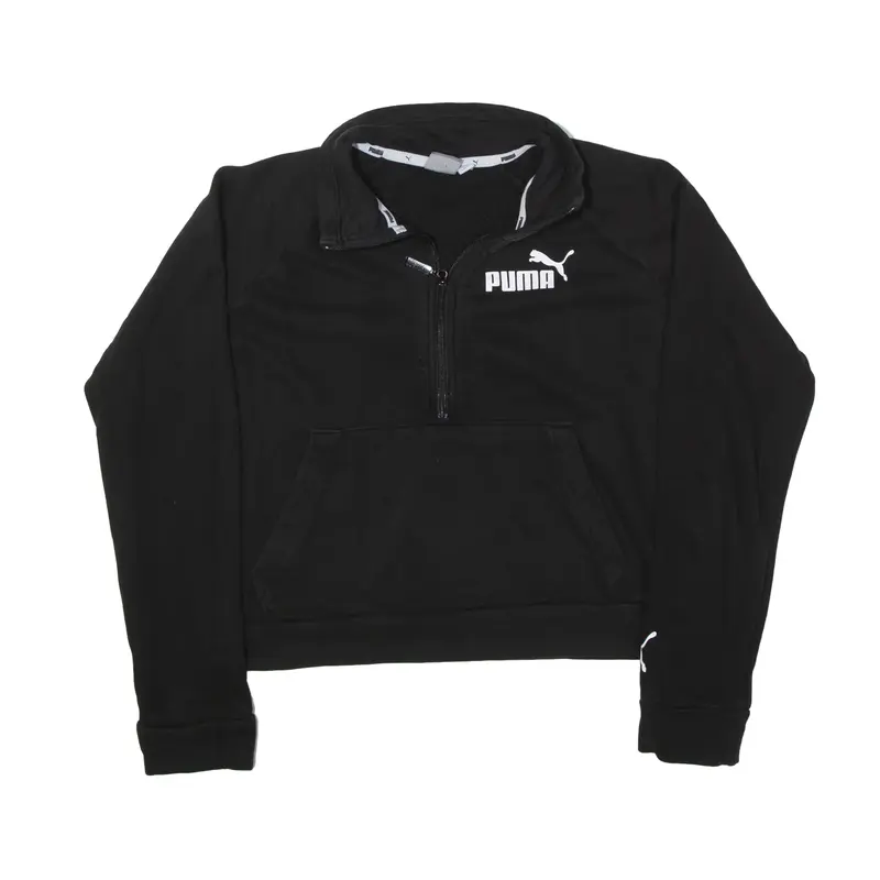 PUMA Cropped Sweatshirt Black 1/2 Zip Womens S