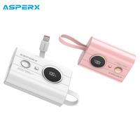 AsperX 30W Fast Charging Power Bank, Mini Portable Charger Built-in Type-C Chargeable Cable with Digital Display, Compact Bat...