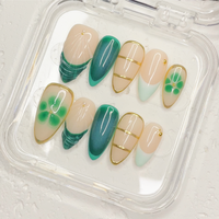 Blilido Summer Handmade Press On Nails, 10Pcs  Reusable Press-on Nails With UV Sticky Tabs & UV Lamp 2025/ Prom