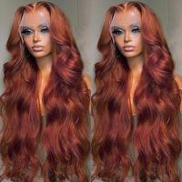 Bling Hair Light Ginger Brown 13x6 Lace Front Wigs Human Hair Body Wave Frontal Wig 180% Density Reddish Brown Real Hair Wig ...