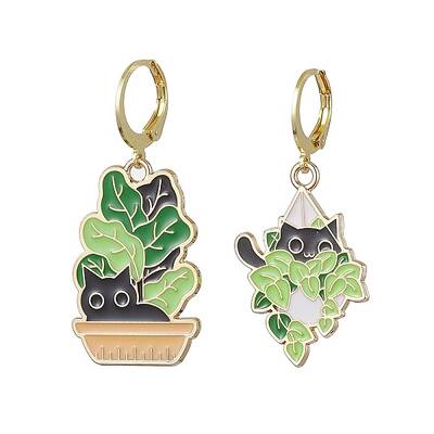 Alloy Enamel Hoop Earrings