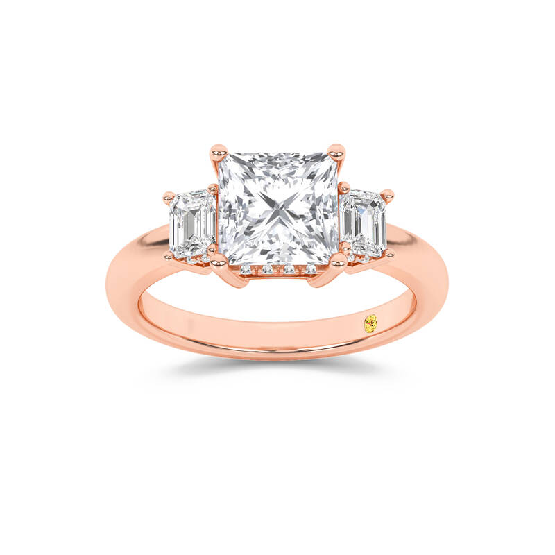 Seraphina Three Stone Hidden Halo Princess Cut Lab Diamond Engagement Ring | 10K Rose Gold 3 1/10 CT. TW.