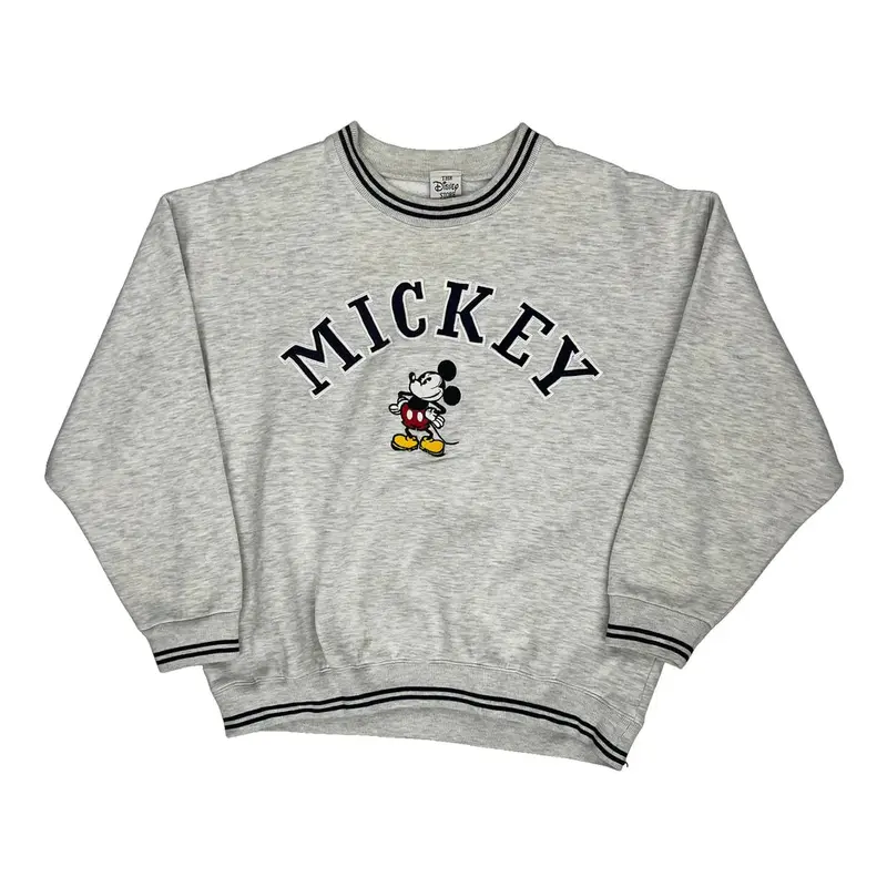 Mickey Mouse Disney Graphic Sweatshirt - XL Grey Cotton Blend