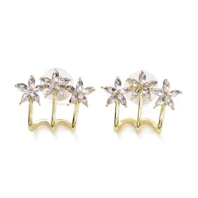 Crystal Rhinestone Triple Trees Stud Earrings