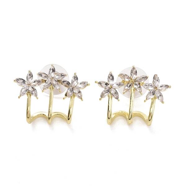 Crystal Rhinestone Triple Trees Stud Earrings