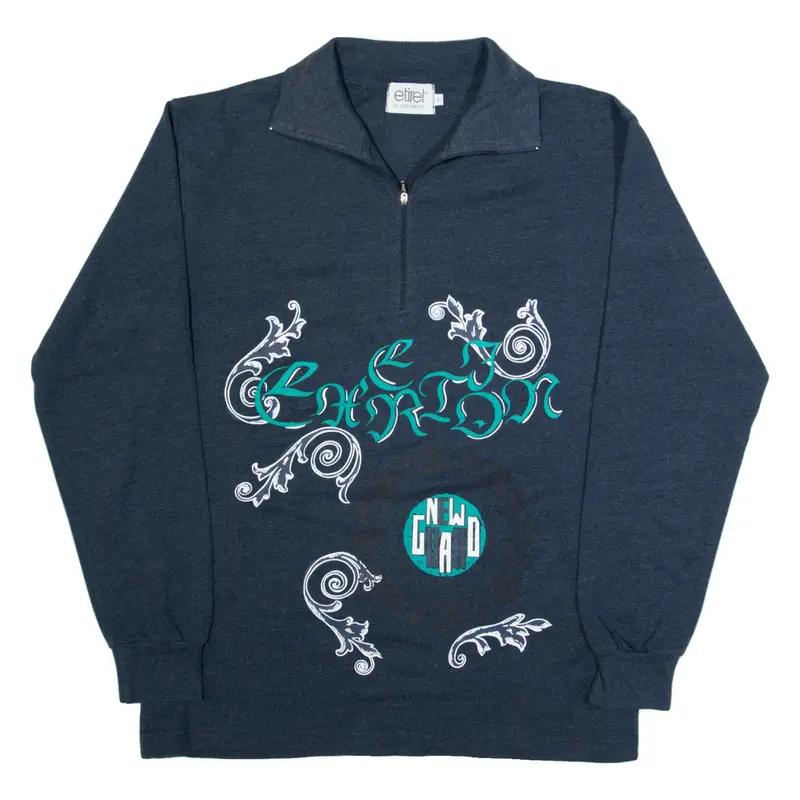 ETIREL Womens Sweatshirt Blue 1/4 Zip L