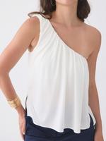 Klassy Network Flowy One Shoulder Top - Right Ruched Detail & Flowy Hemline
