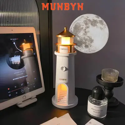 ăMUNBYN Moon Lamp Projector Night LightăWireless Portable Moon Lighthouse Lamp with Remote Control, Moon Light Galaxy Pro...