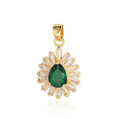 Brass Micro Pave Green Cubic Zirconia Pendants