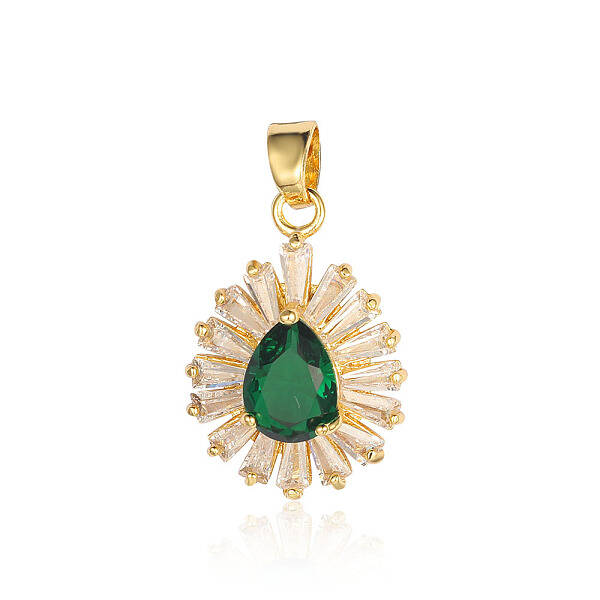 Brass Micro Pave Green Cubic Zirconia Pendants