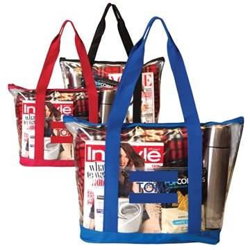 50 Customized CAYMAN CLEAR TOTE - PVC & Poly