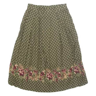 KORET Womens A-Line Skirt Green Midi Floral M