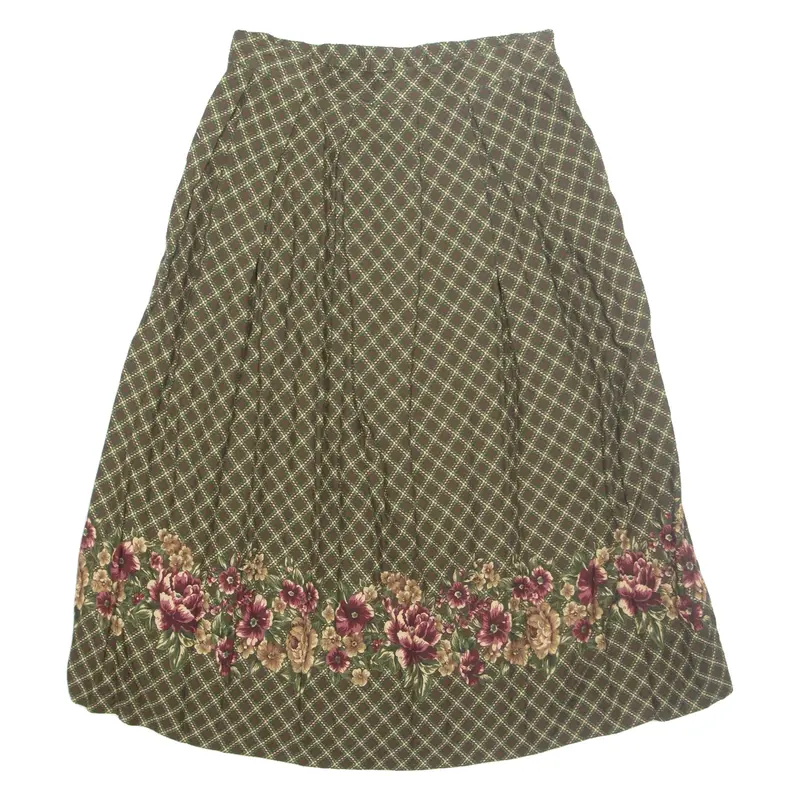 KORET Womens A-Line Skirt Green Midi Floral M