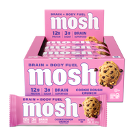 MOSH Protein Bars, Cookie Dough Crunch, 12g Grass-Fed Whey Protein, Gluten-Free, Brain Health Support with Lion’s Mane & B1...