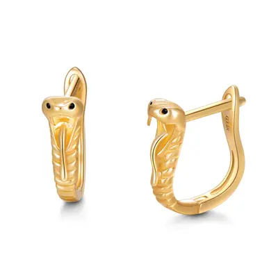 14K Gold Snake Stud Earrings