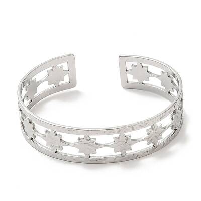 Non-Tarnish 304 Stainless Steel Star Open Cuff Bangles
