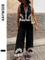 Women's Floral Pattern Tank Top & Wide Leg Pants Two-piece Set, Casual Sleeveless Tanktop & Pants for Summer, Ladies Clothes ...