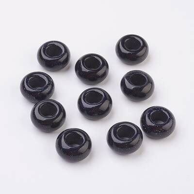 Synthetic Blue Goldstone European Beads