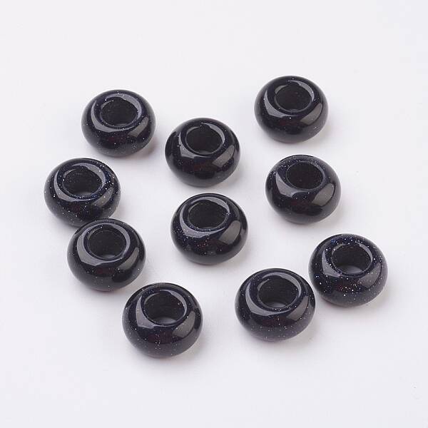 Synthetic Blue Goldstone European Beads