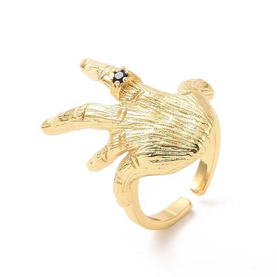 Cubic Zirconia Hand Open Cuff Ring