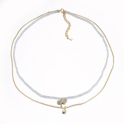 Faceted Natural Blue Topaz Tiered Necklaces