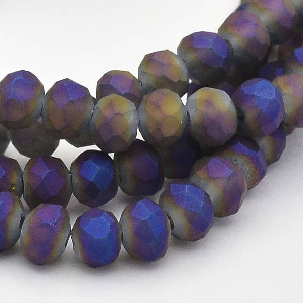 Full Rainbow Plated Faceted Rondelle Glass Beads Strands