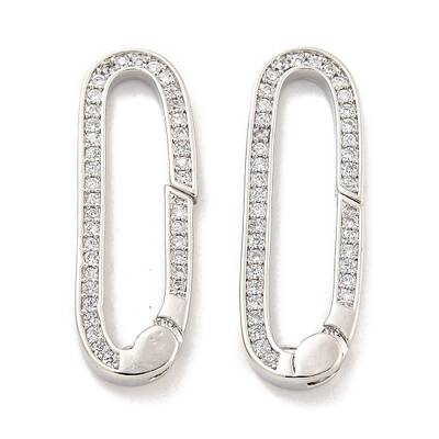 Rack Plating Brass Micro Pave CLear Cubic Zirconia  Spring Gate Clasps