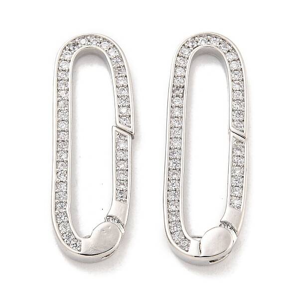 Rack Plating Brass Micro Pave CLear Cubic Zirconia  Spring Gate Clasps