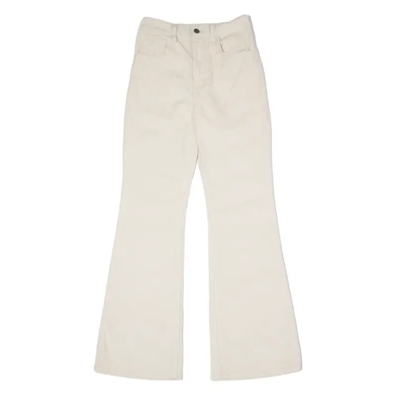 LEVI'S BIG E 70's High Waisted Womens Corduroy Trousers Cream Slim Flared W24 L30
