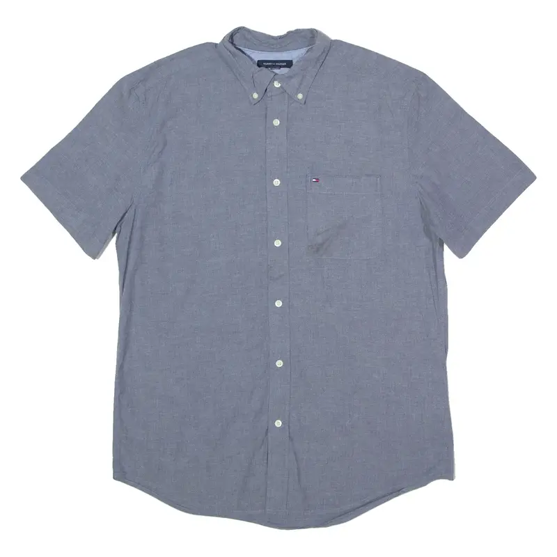 TOMMY HILFIGER Classic Fit Mens Plain Shirt Grey L