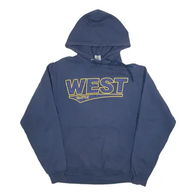 PORT & COMPANY West Seattle USA Hoodie Blue Pullover Mens S