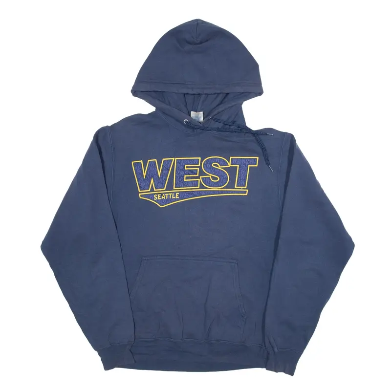 PORT & COMPANY West Seattle USA Hoodie Blue Pullover Mens S